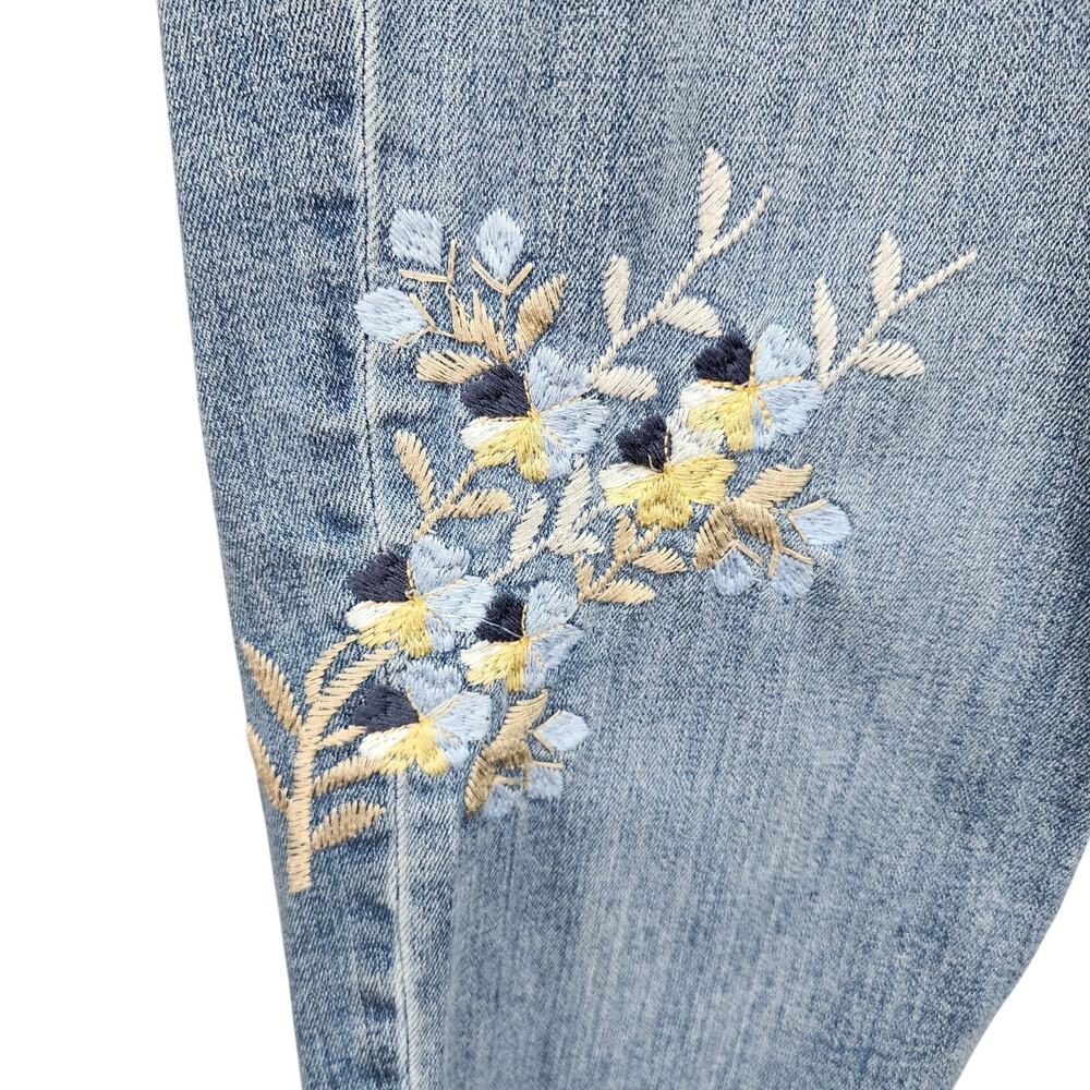 J. Jill Weekender Jeans 18 Straight Leg Denim Floral Embroidered Stretch READ - Picture 4 of 14